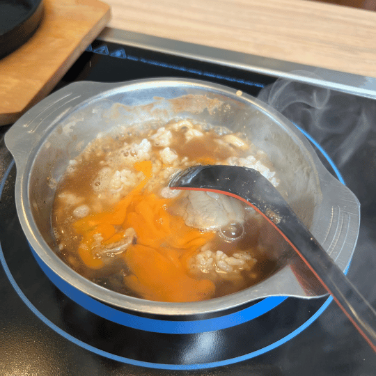 たまご雑炊でつけ麺の〆 | ジャカルタ ブロックM ラーメンフジヤマ55 ramen fujiyama 55