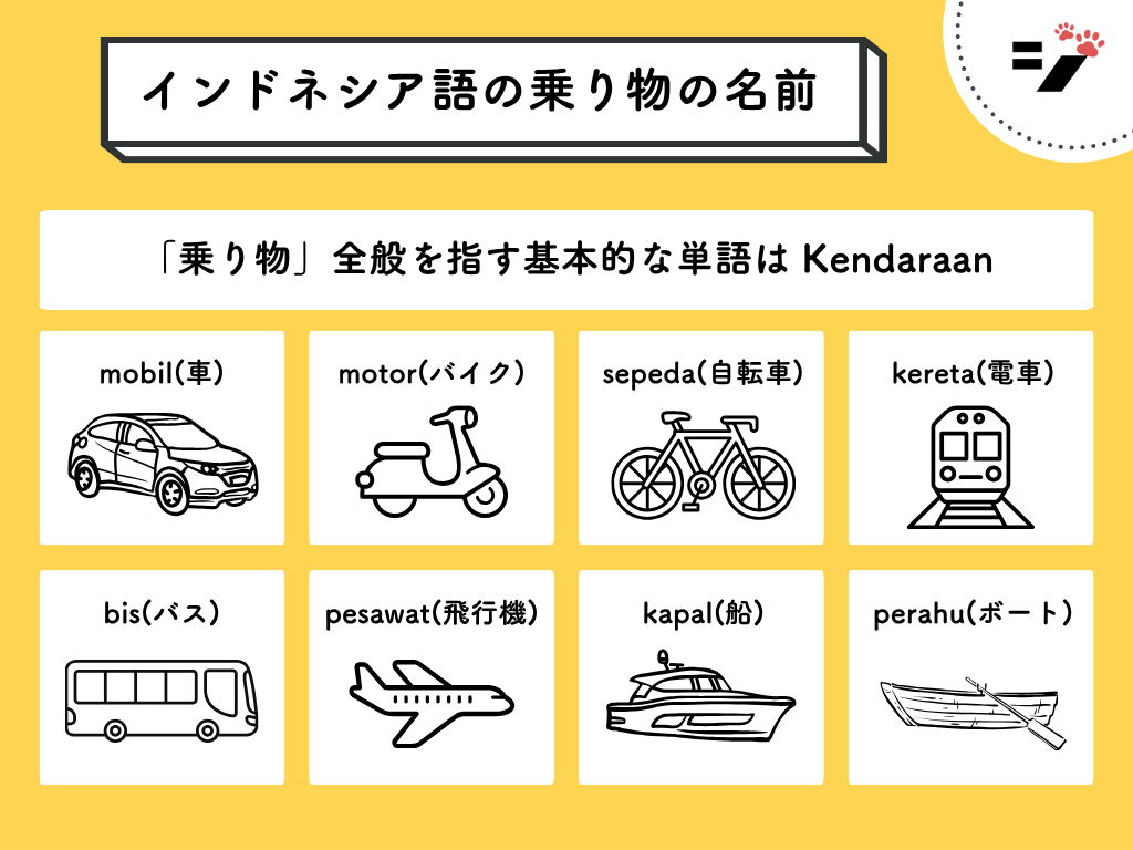 インドネシア語の乗り物の名前